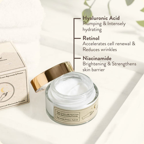 Organic Anti-Aging Night Cream Hyaluronic Acid, Retinol & Niacinamide
