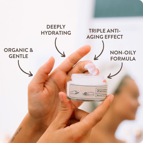 Organic Anti-Aging Night Cream Hyaluronic Acid, Retinol & Niacinamide